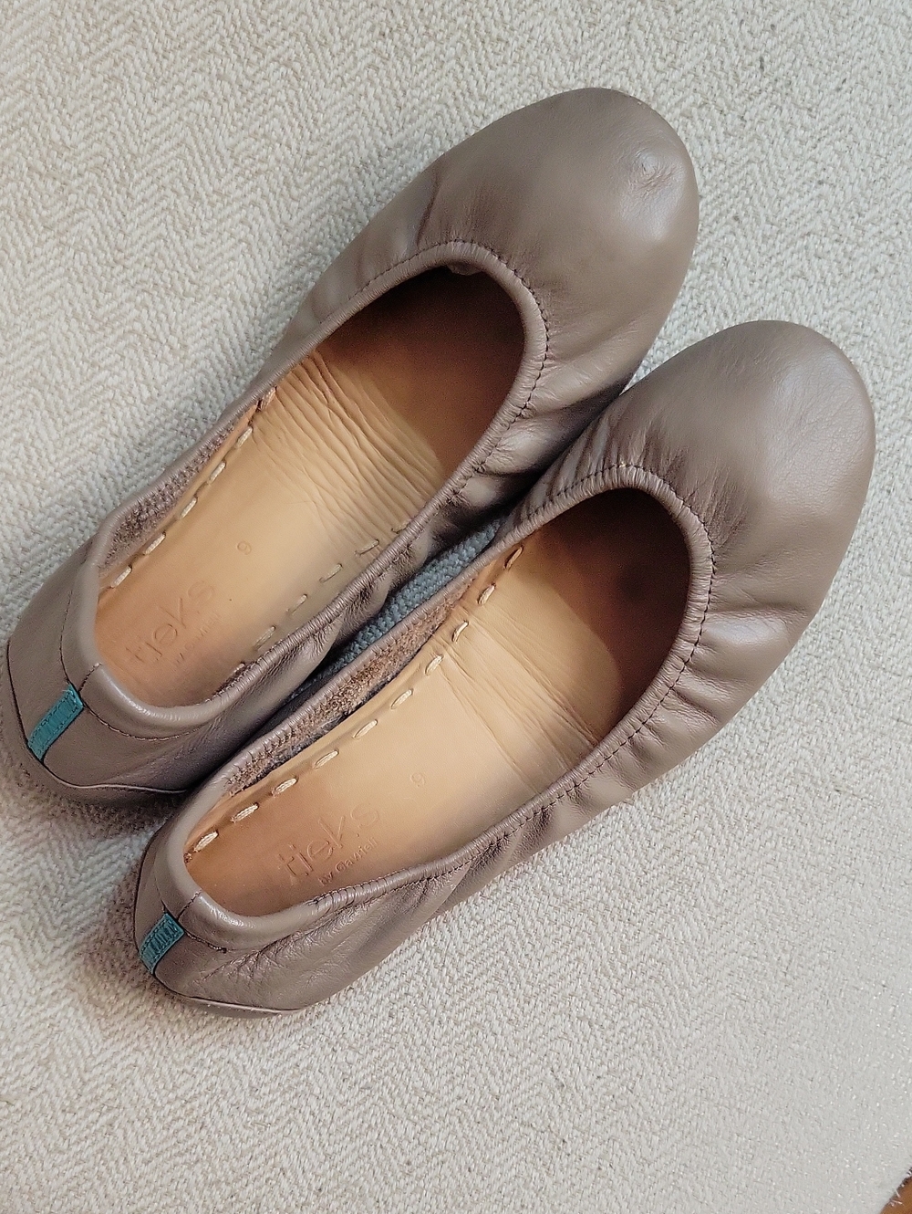 TIEKS Taupe Leather Ballet Flats